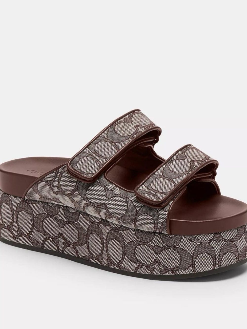 Coach Brown Monogram Platform Slide Sandal